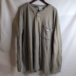 Rasco Flame Resistant FR Men's Khaki/Beige Long Sleeve Shirt Chest Pocket, 3XL